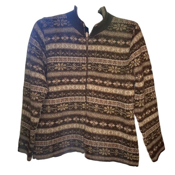 VTG L.L. Bean Women Wool Silk Fair Isle Sweater Made in Scotland Sz L Cozycore - Picture 2 of 13